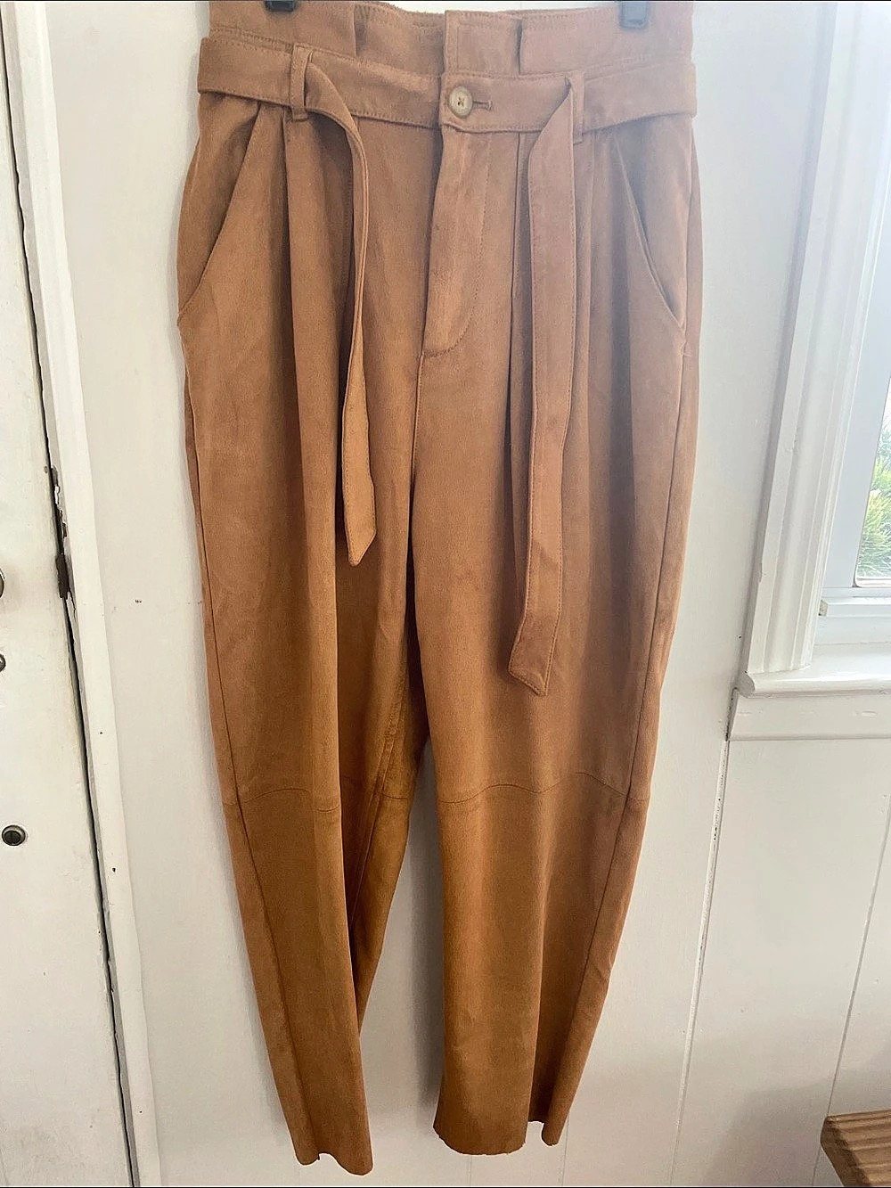 Free People Wide Leg Pants in Brown faux suede Size 2